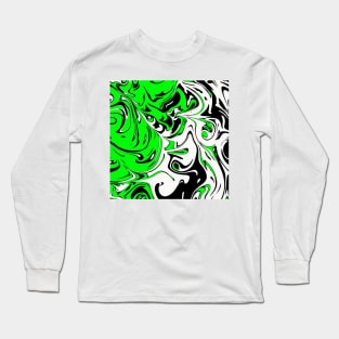 Lime white liquid abstract Art Long Sleeve T-Shirt